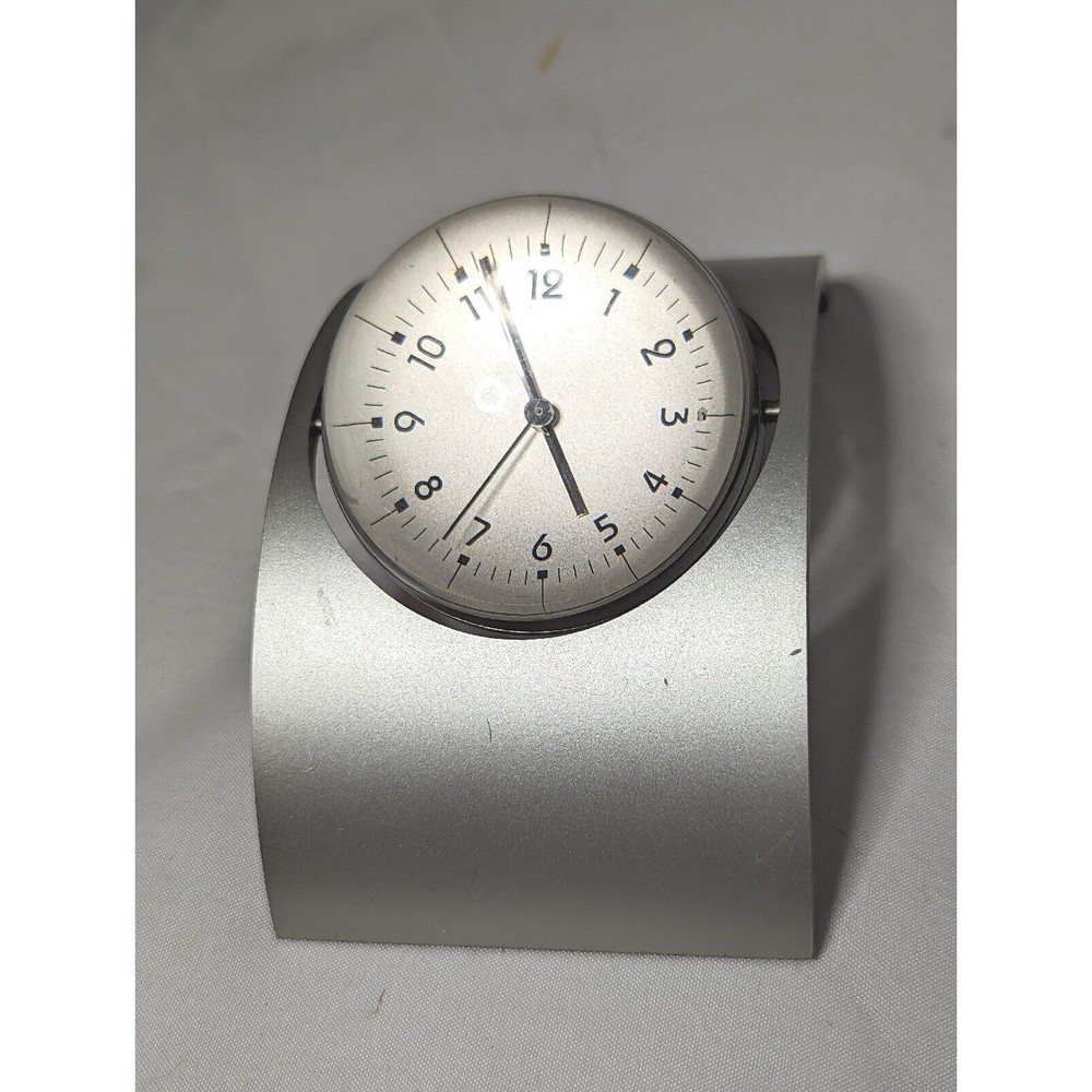 VINTAGE 1995 NICKEL MNS 2002 TABLE DESK GLASS BALL QUARTZ CLOCK SWIVEL 90s 2000s